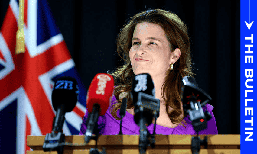 Nicola Willis makes announcement on grocery competition (Photo by Hagen Hopkins/Getty Images) 
